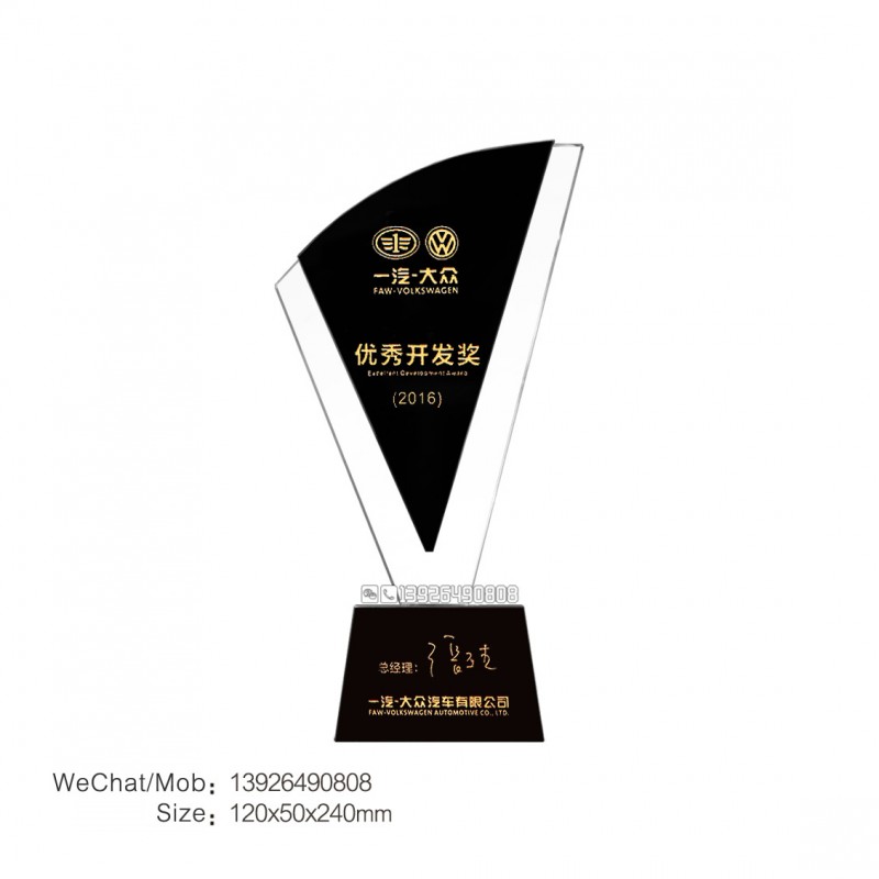 刀型贴黑色刀型奖杯-一汽大众优秀开发奖-139水印
